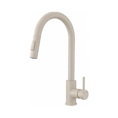 Produktbild von VBChome Küchenarmatur Beige mit ausziehbarer Brause 360° schwenkbar 2 Strahlarten Keramikkartusche Einhebelmischer Höhe 400 mm