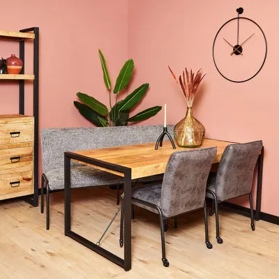 Produktbild von Esstisch Boaz aus Mangoholz und Metall, schwarz, 180x90x76 cm, 2 cm Tischplatte