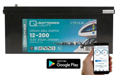 Produktbild von Q-Batteries 12,8V 200Ah LiFePO4 Akku Bluetooth & Heizung 2560Wh