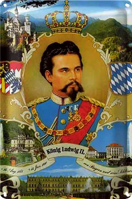 Produktbild von Blechschild Portrait 40x30cm Ludwig II König Bayern King