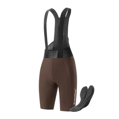 Produktbild von VeloNuts Herren Radlerhose mit Träger Gepolster Atmungsaktiv schnelltrocknende Bib Shorts Radsport Trägerhosen für MTB Braun EU Größe S