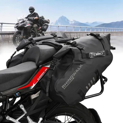 Produktbild von Motorrad-Satteltaschen 28L wasserdicht PVC-Plane Schwarz