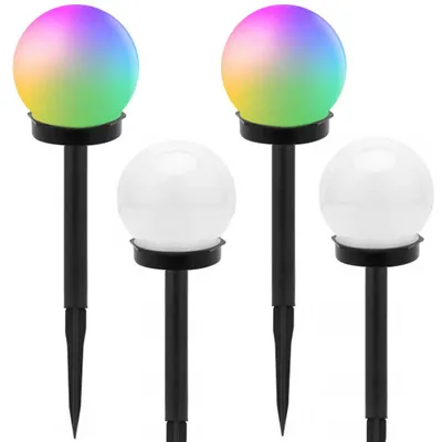 Obrázok produktu pre Verk 12284 Záhradná solárna lampa guľa RGB, 10 cm, IP65, 4 ks