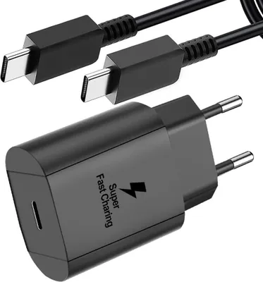 Produktbild von 25W USB-C mit 2 Meter Kabel, universell kompatibles ultraschnelles Schnelllade-Gerät 96% in 60 Minuten mit Überstrom-, Überhitzungs-, Kurzschlussschutz, kompaktes, tragbares Ladege