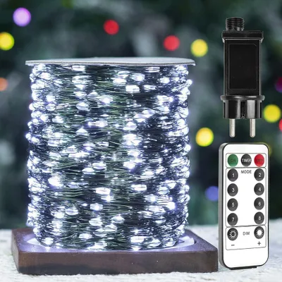 Lichterkette 200 m, 2000 LEDs, kaltweiß, wasserdicht, mit Fernbedienung
