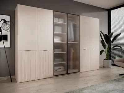 Produktbild von Masseno Drehtürenschrank ATELIO 303/200/51 cm Modern Kleiderschrank 6-türig Beige
