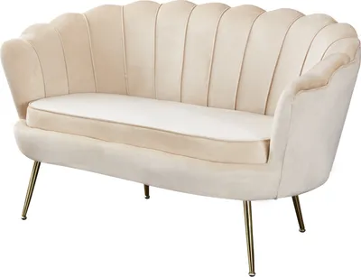 Produktbild von SalesFever Muschel-Sofa | Bezug Samt-Stoff | Gestell Metall goldfarben | B 136 x T 77 x H 78 cm | beige