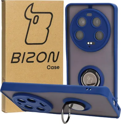 Produktbild von Bizon Case Hybrid Ring Fingerringhülle für Xiaomi 13 Ultra, Rauch mit marineblauem Rahmen