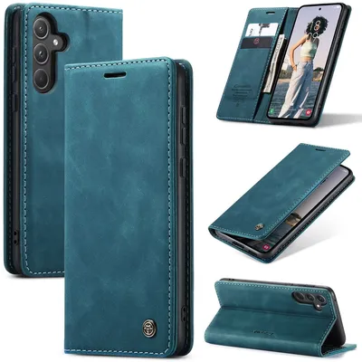 Produktbild von König Design Hülle kompatibel mit Samsung Galaxy A55 5G Kunstleder Handyhülle - Handy Case Blau