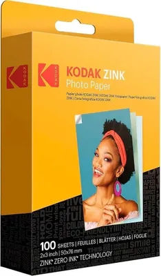 A box of Kodak Zink photo paper with a picture of a woman on the front.