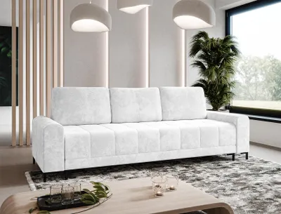 Image de AX LIVING Canapé 3 places Carrari Blanc Canapé convertible 238 cm