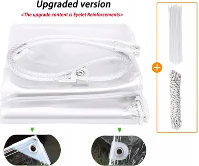 Obrázek produktu pro PVC ochranná plachta - průhledná plachta, rozměry 2,5 x 3 m - 420 g/m² - vodotěsná - zesílené očka - odolná povětrnostním vlivům, vhodná pro venkovní použití - průhledná