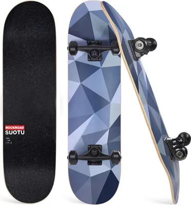 Image de Suotu Mini-skateboard LED pour enfants, avec roues LED (piles non requises), roulements ABEC-7, plateau en plastique, 55,9 × 15,2 cm, motif diamant