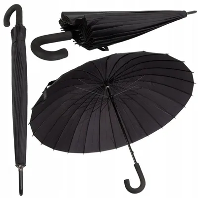Zdjęcie produktu dla Parasol duży czarny automatyczny 120 cm