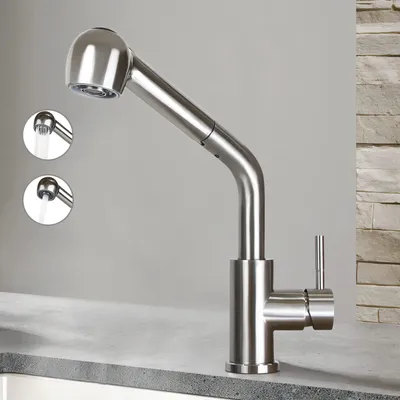 Produktbild von ZMH Wasserhahn Küche Küchenarmatur Hochdruck - Armatur mit brause Mischbatterie ausziehbar Edelstahl Spültischarmatur mit 2 Strahlarten 360°Drehbar Küchenwasserhahn - Gebürsteter Nickel