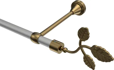 Produktbild von Interdeco Gardinenstange / Vorhangstange Silbergrau / Messing Antik, Typ Primus Alessia (Blatt), 16 mm Ø 1-läufig, 440 cm