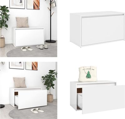 vidaXL Lavica do predsiene 80x40x45 cm Biela Materiál na báze dreva - Lavica - Lavice - Lavice do predsiene - Lavice do predsiene