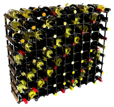 Produktbild von Klassische 90 Flasche Eiche dunkel gebeiztem Holz und verzinktem Metall Weinregal Selbstmontage