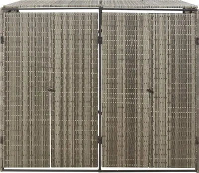 Produktbild von vidaXL Mülltonnenbox für 2 Tonnen Grau 140x80x117 cm Poly Rattan