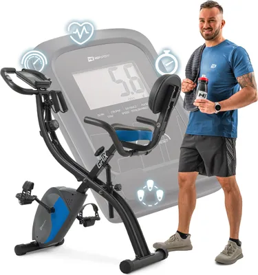 Obrázok produktu pre Hop-Sport 3-v-1 skladací bicykel HS-3010x Grix s odporovými pásmi, LCD displejom a snímačmi srdcového tepu - ergometer s 8 úrovňami odporu
