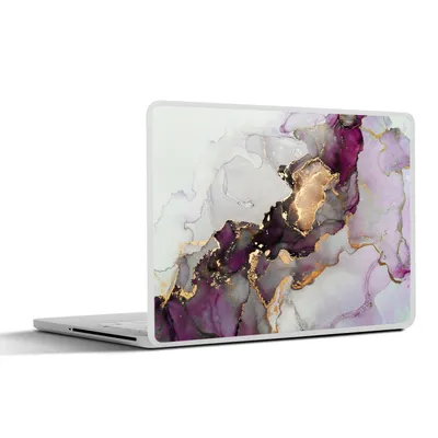 Produktbild von MuchoWow® Laptop Aufkleber Sticker Cover Marmor - Abstrakt - Gold - Lila 25x18 cm - Laptop-Deko