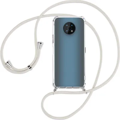 Produktbild von Handykette Backcover-Schutzhülle mit Band (Metall silberfarben) für Nokia G50 5G (TA-1358) - broken white