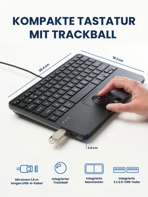 Imagen del producto de Teclado USB-Mini Perixx PERIBOARD-427 H, con trackball y retroiluminación