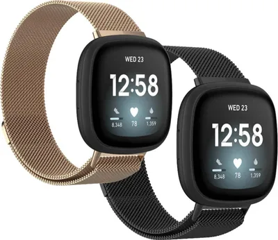 Image de imoshion Milanees - Lot de bracelets pour Fitbit Versa 4 / 3 / Sense (2) - Noir et or rose