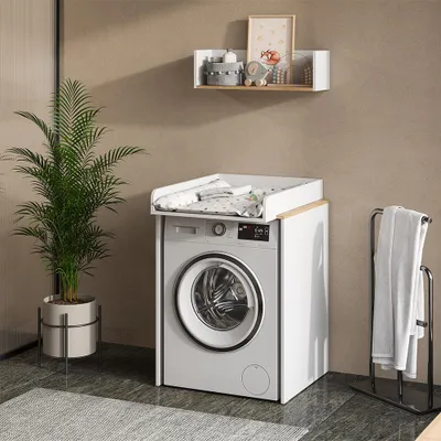 Obrázok produktu pre Skrinka na práčku Vicco Viktor Biely/remeselník 68 x 88.2 cm 2 časti s prebaľovacou podložkou, Model 58031
