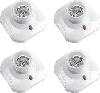 Produktbild von E27 Deckenfassung zum Einschrauben, E27 Garagenfassung, AC 220-240 V, Lampenfassung für LED-Glühbirne, E27 Deckensockel, weißer Kunststoff-Lampensockel für Wandleuchte, 4 Stück
