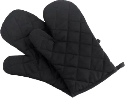 Produktbild von Hitzebeständig Ofenhandschuhe Verdickte Hitzeresistente Topfhandschuhe Topflappen Backhandschuhe, Baumwolle, 1 Paar Schwarz