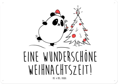 Produktbild von Mr. & Mrs. Panda wandtafel Panda Weihnachtszeit DIN A4 - Weiß - Geschenk, Schild, Metallschild, Wandbild, tafel, Blechschild, Blechtafel