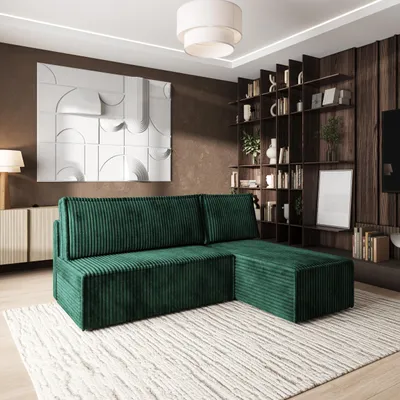 Produktbild von Masseno Ecksofa BRISO T mit Schlaffunktion L-Form, Sofa mit Bettkasten, Wohnzimmersofa, Couch, Soffa, Bettsofa, Couchgarnitur- Grün, TILIA 39