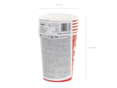 Produktbild von Pappbecher Piraten 220ml rot weiß 6er Set