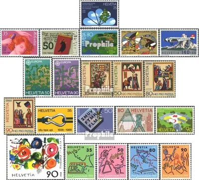 Produktbild von Briefmarken Schweiz 1988 Mi 1364-1384 (kompl.Ausg.) Jahrgang 1988 komplett gestempelt Jahresereignisse