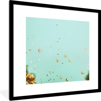 Produktbild von MuchoWow® Gerahmtes Poster Goldene Blätter 40x40 cm - Poster mit Schwarzem Bilderrahmen Wandposter Rahmen Foto Bilder - Poster - Plakat im Rahmen