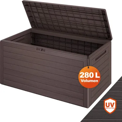 Immagine prodotto di CASARIA® Baule da Giardino XXL 280L Effetto Legno Cassapanca Richiudibile 116x43x55cm Box Multibox Contenitore Cuscini