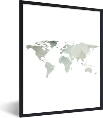 Produktbild von MuchoWow® Gerahmtes Poster Weltkarte - Aquarell - Minimalismus 60x80 cm - Poster mit Schwarzem Bilderrahmen Wandposter Rahmen Foto Bilder - Premium - Wanddeko Wohnzimmer