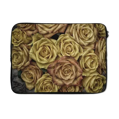Produktbild von MuchoWow® Laptop Hülle 14 ZollRosen - Gold - Braun - Blumenstrauß Laptoptasche - Laptoptasche - Stoßsicher - Schutzhaube