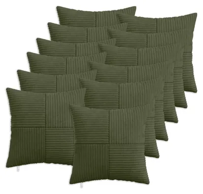 Zdjęcie produktu dla Pokrowce na poduszki vidaXL, 12 sztuk, ALMELO, zielone, 45 x 45 cm, materiał: cord