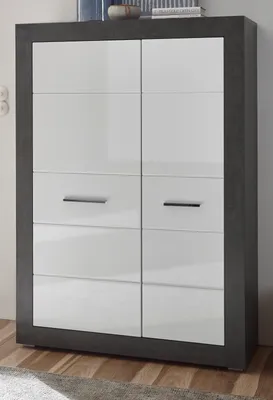 Produktbild von Highboard "Briard" weiß Hochglanz grau Wohn- und Esszimmer Kommode 100 x 142 cm