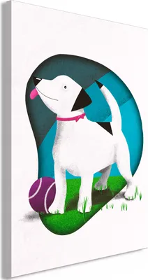 Produktbild von Vliesstoff Leinwandbild - Dog and Ball (1 Part) Vertical 80x120 cm Für Kinder g-A-0181-b-a