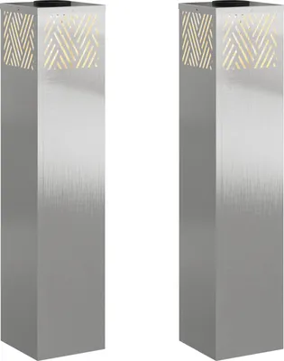 Image de Lumière de chemin LED solaire 2 pcs Argenté Acier inoxydable