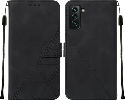 Produktbild von Galaxy S23 Plus Hülle, Schlank Prägung Flip Leder Kartenfächer Schutzhülle mit Ständer für Samsung Galaxy S23 Plus Schwarz