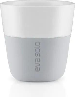 Immagine prodotto di Eva Solo Espresso-Becher, Mocca, Kaffee, Espressotasse, Becher, Porzellan/Silikon, Marmor Grau, 80 ml, 2er Set, 501044