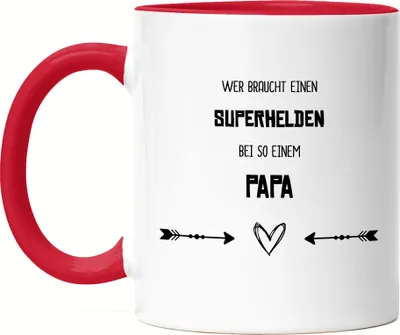 Produktbild von Wer Braucht Superhelden Tasse Rot Bester Papa Der Welt Geschenkidee Vatertag Geburtstag