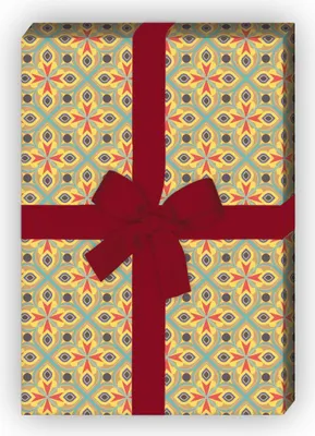 Produktbild von Kaleidoskop Geschenkpapier Set mit grafischem Muster, gelb,  - G8460, 32 x 48cm