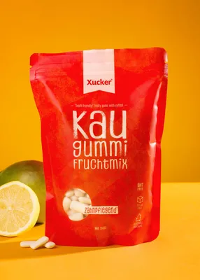 Produktbild von Xucker Kaugummis Fruchtmix, zuckerfreie Kaugummis mit Xylit, 600g