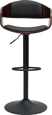 Produktbild von Miliboo - Design-Barhocker höhenverstellbar schwarz und dunkles Holz EUSTACHE