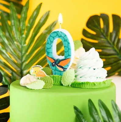 Image de Bougie d'anniversaire, chiffre 0, ZÉRO, Dino, DINOSAURE